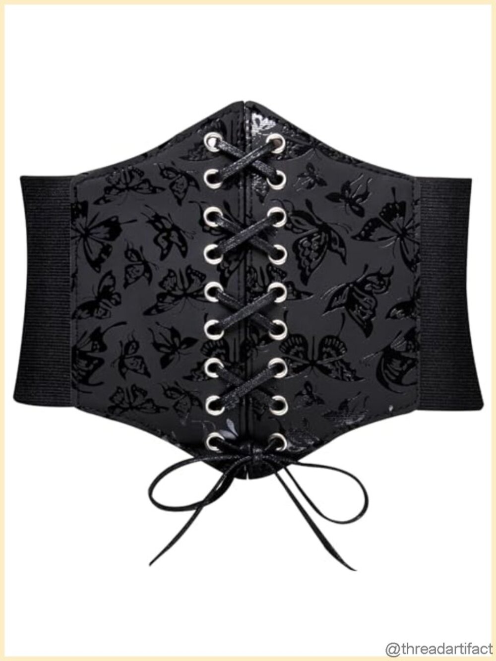 Renaissance Corset Belt Lace-Up Leather Wide Elastic Waist Waspie